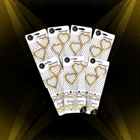 TXF318 Zimne Ognie Serca Złote 17cm